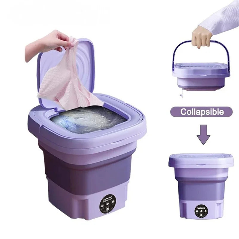 Máquina de lavar roupa pequena dobrável portátil de 8L